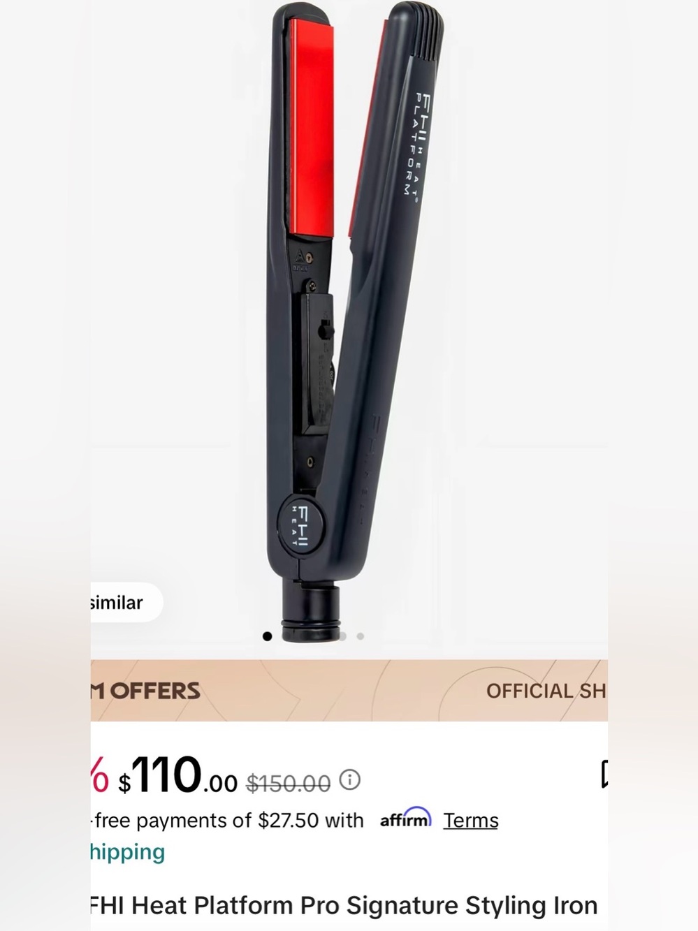 FHI Heat Platform Pro Signature Styling Iron - Black with Red Plates